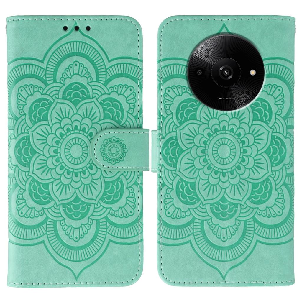 Для Xiaomi Poco C61 4G/Redmi A3 4G Чехол из ПУ кожи с тисненым дизайном мандалы Чехол-кошелек для телефона