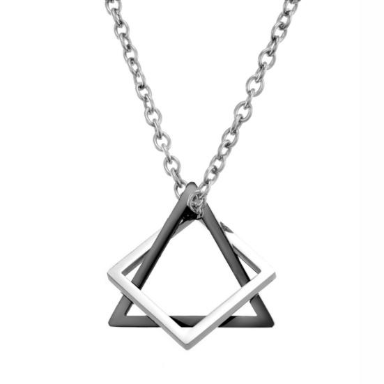 Men Necklace Contrast Color Triangle Shape Hip-hop Style Retro Men Pendant for Daily Wear