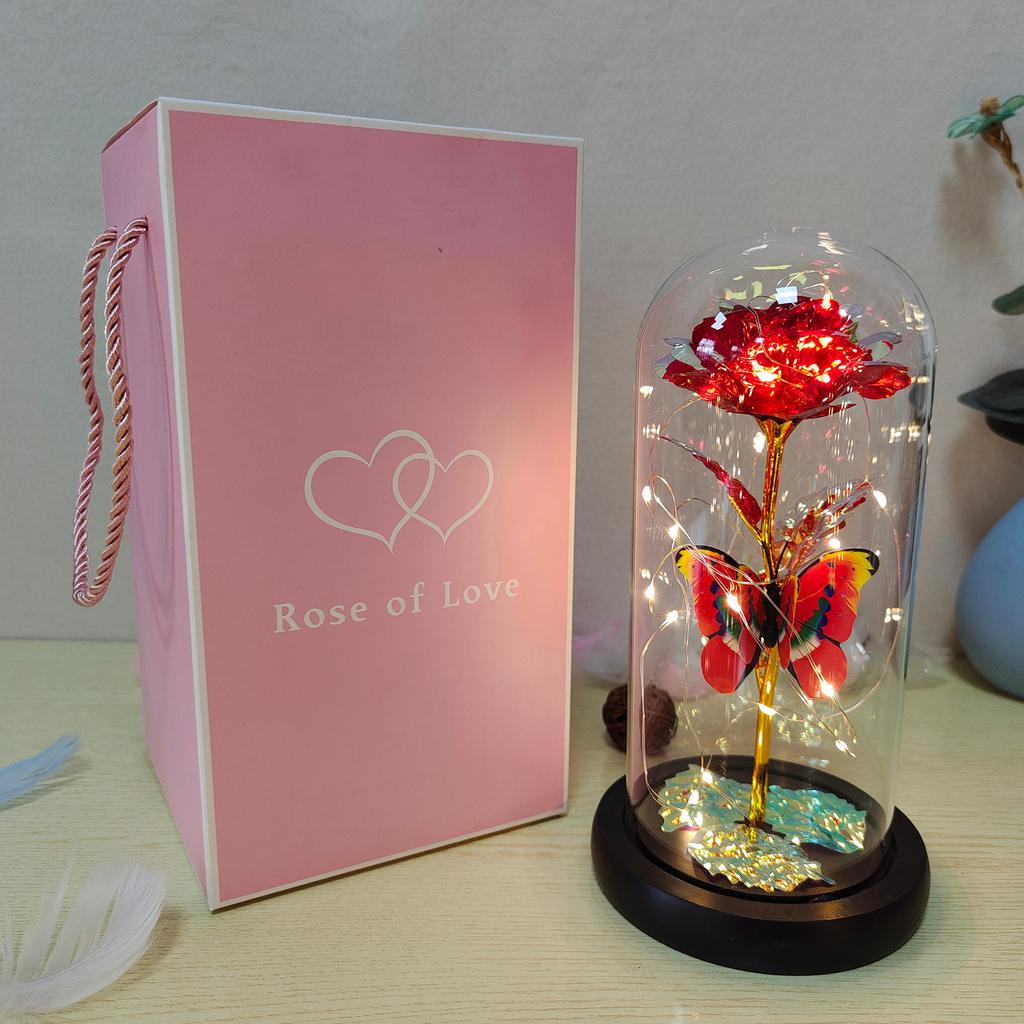 Artificial Rose Flowers Glass Rose LED Light Galaxy Rose Gift For Valentine's Day
