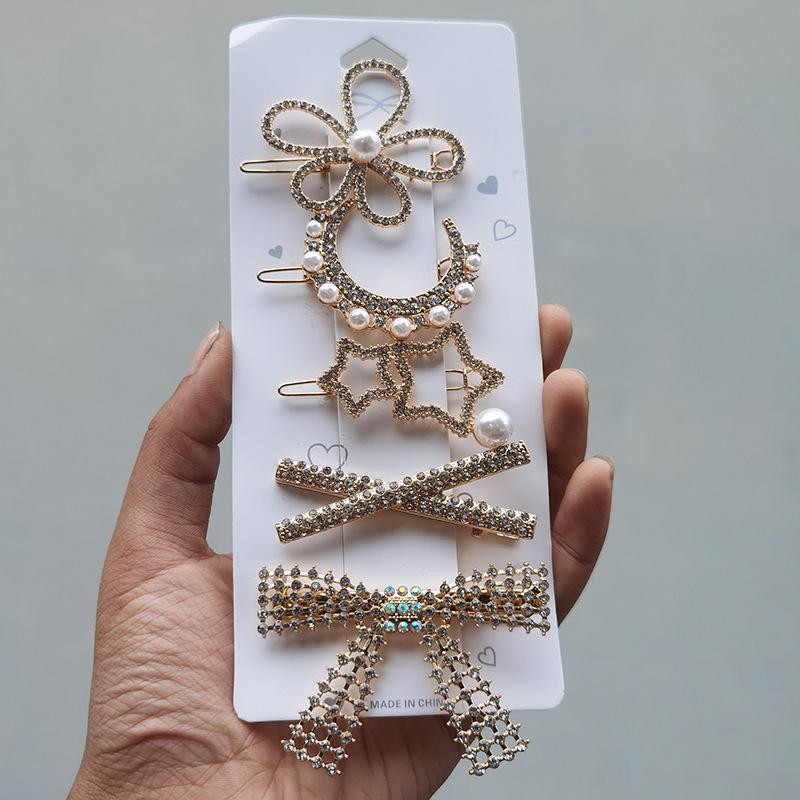 Новая мода 5/6/8 шт. набор жемчужная заколка для волос для женщин корейская заколка для волос с геометрическим рисунком и кристаллами заколки для волос для девочек аксессуары для волос для девочек