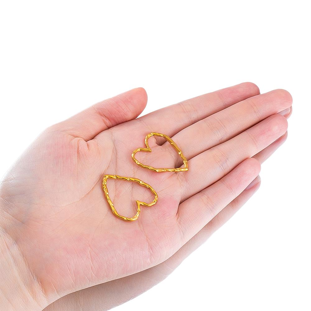 5pcs 304 Stainless Steel Irregular Heart Circle Hollow Charms Connectors for DIY Jewelry Findings Women Earrings Making Necklace