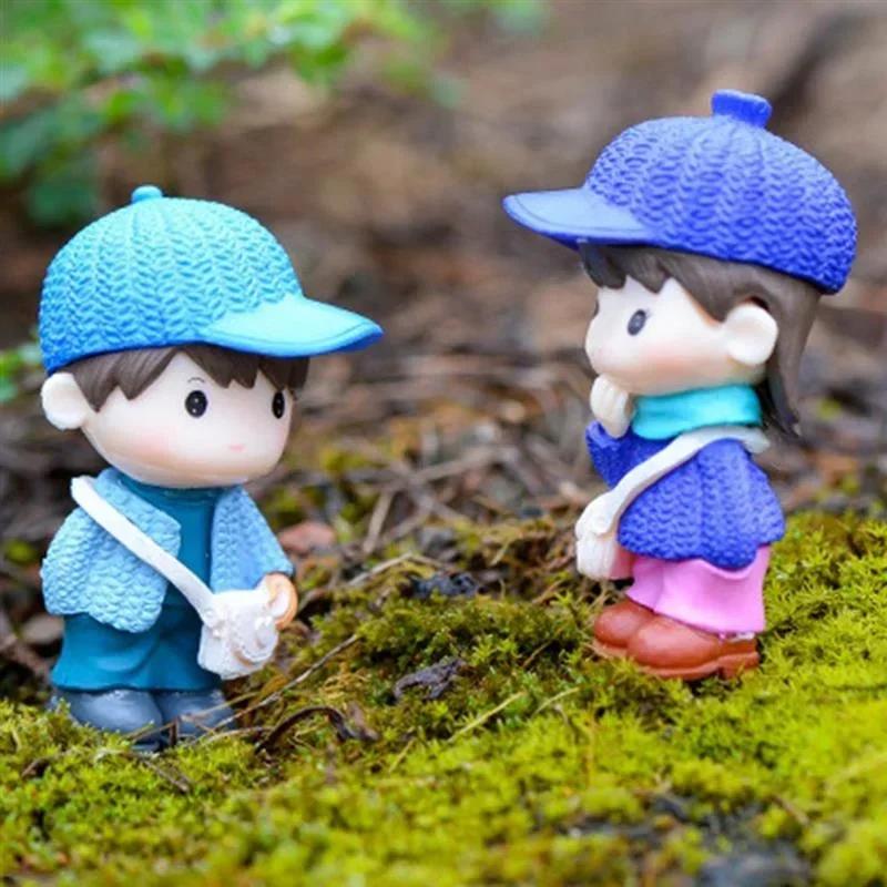 Home Decoration Creative Crafts Cartoon Figurines Satchel Couple Ornaments Mini Garden Miniature Figurines Ornament Home Decor