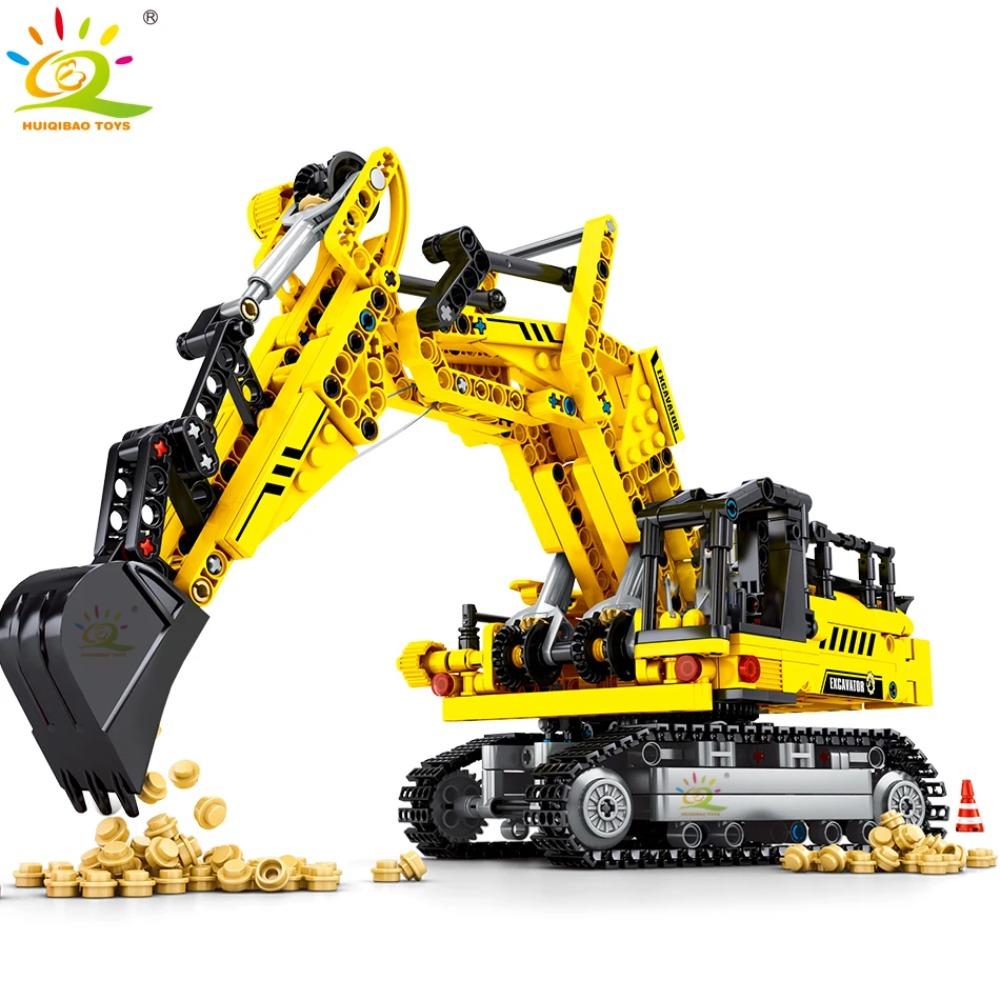 HUIQIBAO 841 деталь MOC Инженерный Экскаватор Грузовик Строительные Блоки Транспортное Средство Машина Кирпичики Городские Строительные Игрушки Для Детей Мальчиков