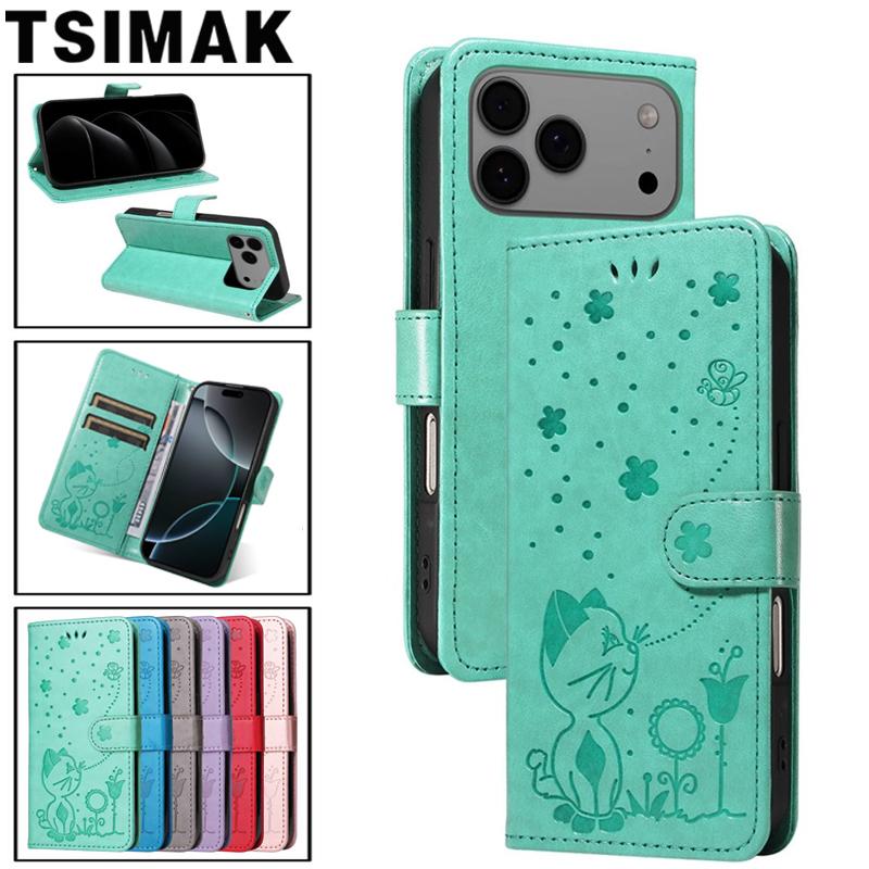 Кожаный чехол для телефона для iPhone 15 16 17 Pro Max 17Pro 14 Plus 16e 17e Air iphone17 Чехол Магнитный Флип Кошелек Защита карт Coque