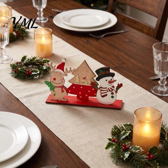 Miniature Elk Holiday Ornaments Wooden Christmas Ornaments, Tabletop Decoration with Santa Claus Snowman Desktop Decorations Designs for Home