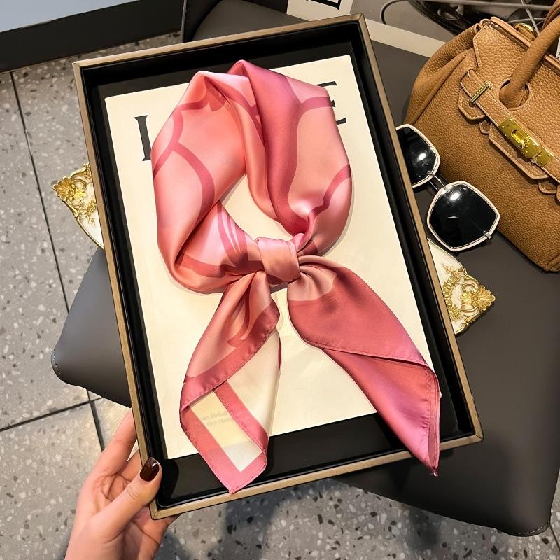 High-end large square scarf silk scarf women's new versatile neck summer thin bag head mother scarf with shawl