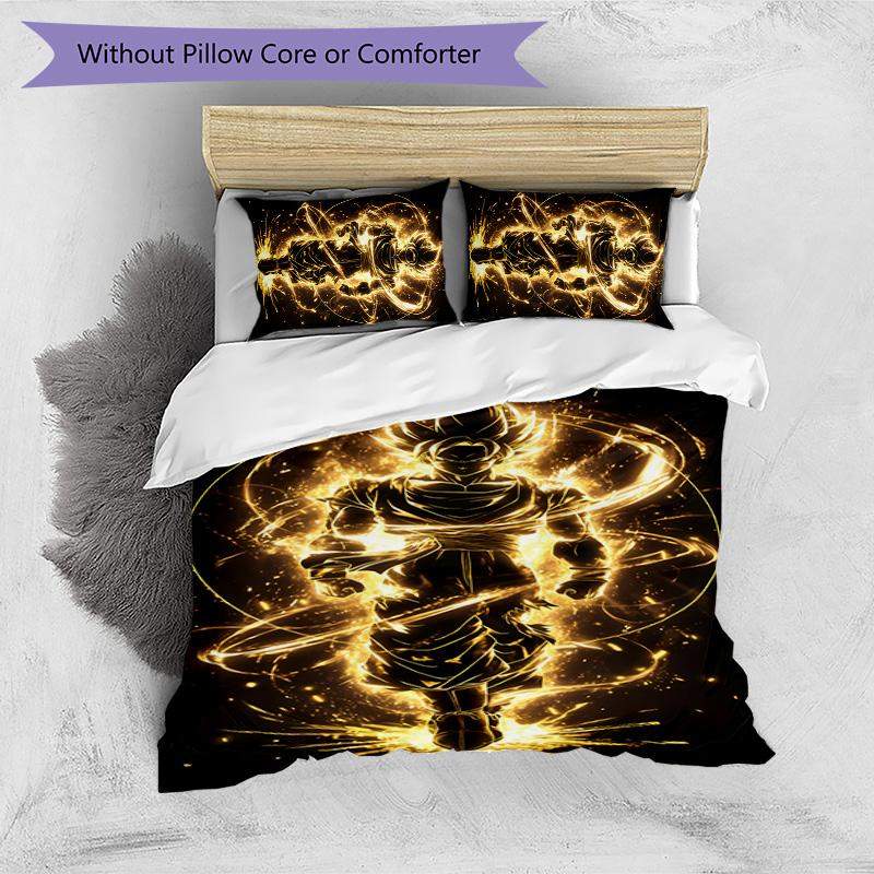 Naruto Pattern Printed 3PCS Bedding Set, Soft Skin-Friendly Washable Duvet Cover & Pillowcases Set