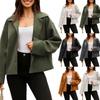 Women's Solid Color Casual Short Long Sleeve Button-up Jacket Suit Jacket