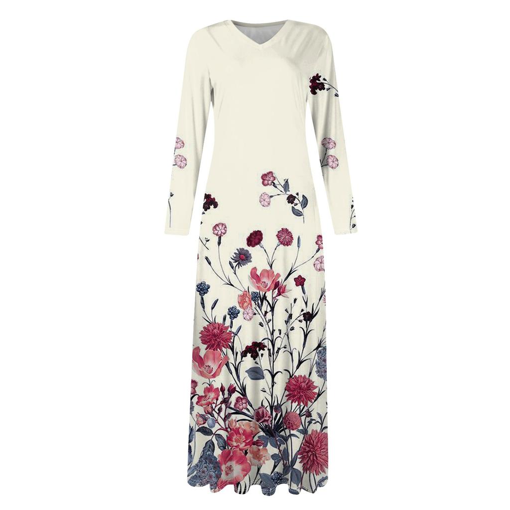 Женские платья макси с цветочным принтом и градиентом, сексуальные платья с длинным рукавом, элегантные длинные платья на осень, праздничные платья для женщин
