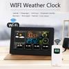 FJW4 Цветная WiFi метеостанция Управление через приложение Умный монитор погоды Внутренняя и наружная температура и влажность Цифровые часы Функции