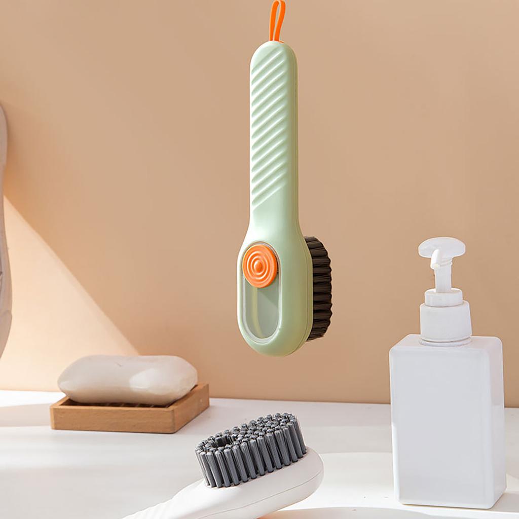 Shoes Brush Laundry Brush Press Type Automatic Liquid Filling Nylon Bristle Soft Bristle Brush Green 17x4.5cm