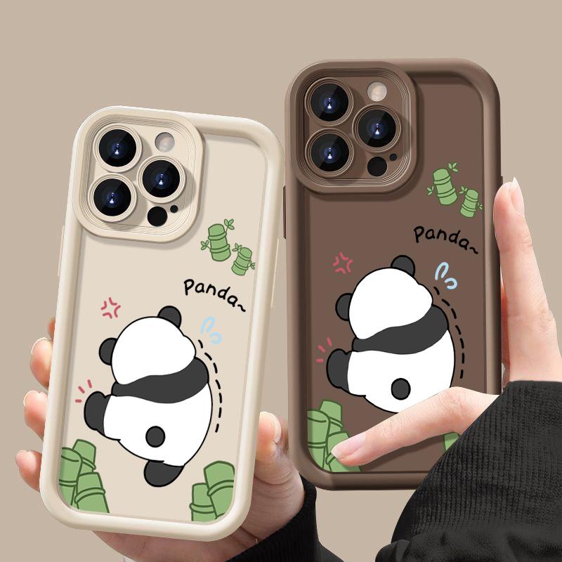 Милый силиконовый чехол с принтом панды для iPhone 16 Pro Max 15 14 13 12 11 Pro Max, противоударный, мягкий TPU чехол для телефона, чехол-фунда