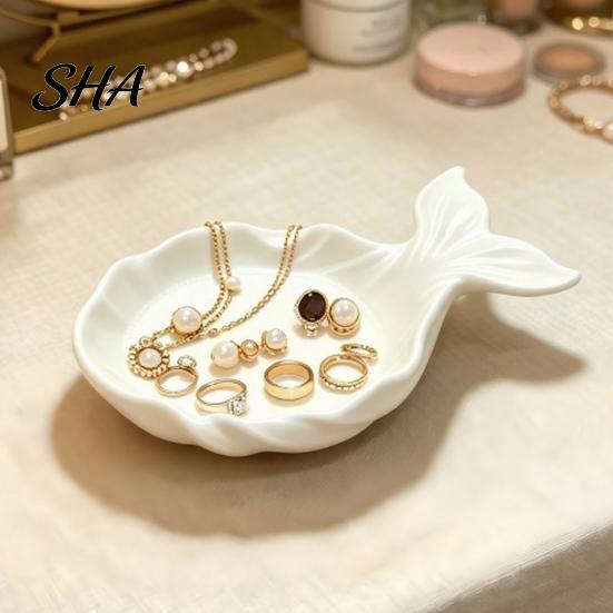 Necklace Storage Tray 3D Printed Fish Shape Jewelry Tray, Girlish Decorative Trinket Dish, Desktop Dressing Table Organizer for Dresser Entryway Rings