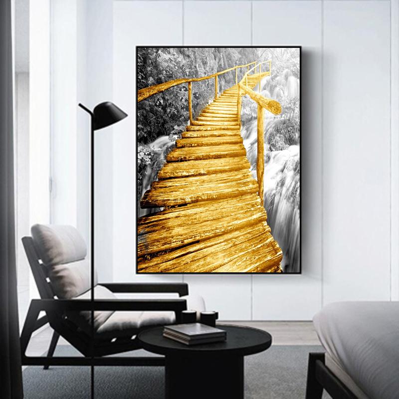 Скандинавские плакаты с изображением лодки и дерева, пейзаж, печать на холсте, картины с мостом через озеро, настенное искусство, современный домашний декор, фотографии для гостиной