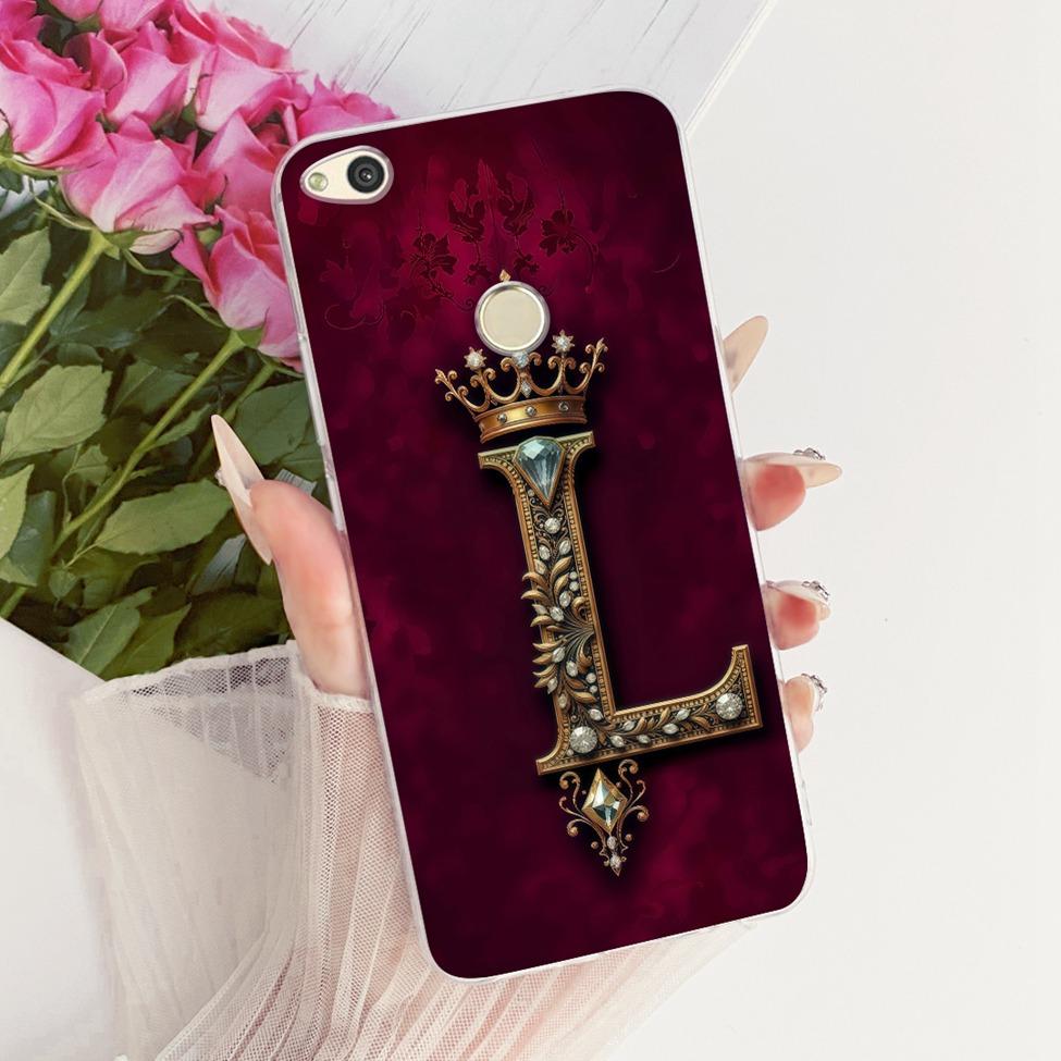 Clear For Huawei P8 Lite 2017 Case Luxury Crown Fashion A-Z Letters 2D Flat Pattern Soft Casing For Huawei PRA-LA1 PRA-LX1 Cover