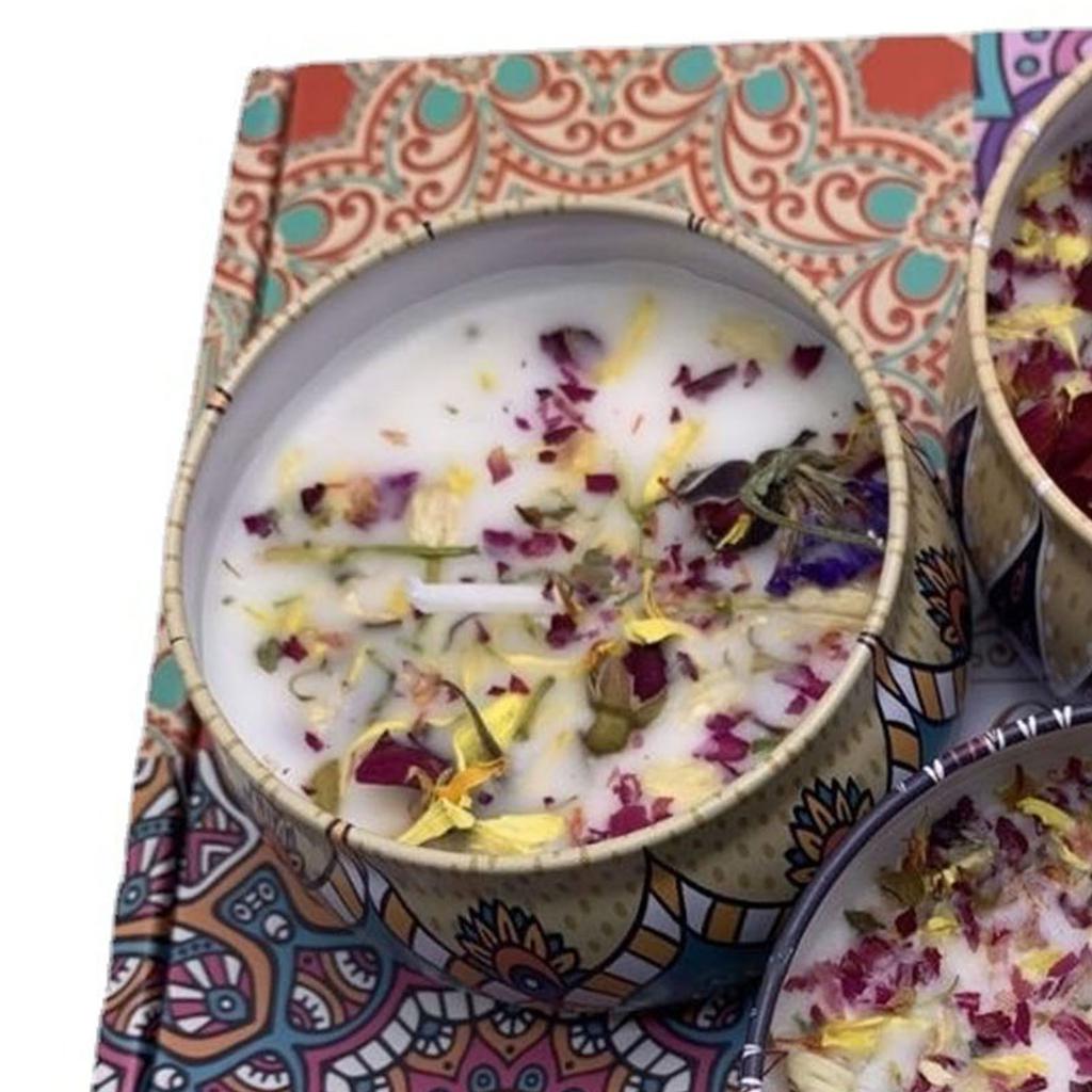 Набор ароматических свечей с ароматами розы, лаванды, лимона и какао. Портативная ароматерапевтическая свеча для