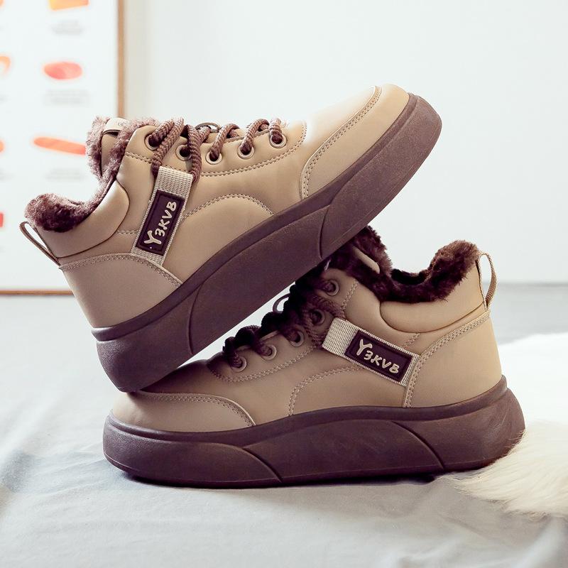 Зимние бархатные утепленные теплые сноубутсы женские универсальные новые на толстой подошве хлопковые ботинки большие хлопковые женские туфли зимние хлопковые туфли