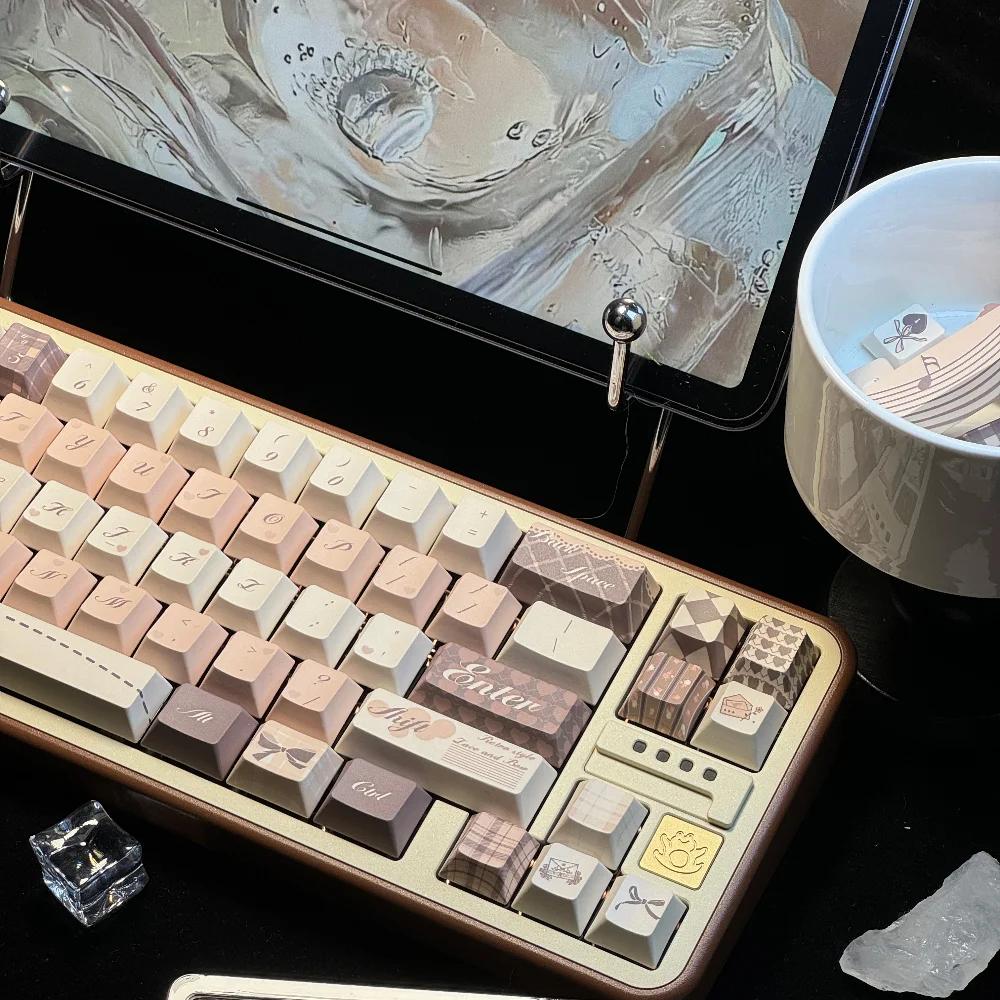 Белая Keycap Anthem Мечты Cherry PBT Пятисторонний Термосублимация Keycap 151 КЛАВИША Синий Ретро Французский Стиль Шоколадный Цвет Keycaps