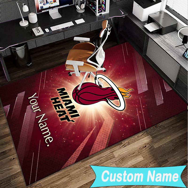 Custom Name Rug Miami Team Spirit Area Rug Suitable for Indoor And Outdoor,Carpets for Homes, Offices,Living Rooms,Home Decor,Christmas Gift