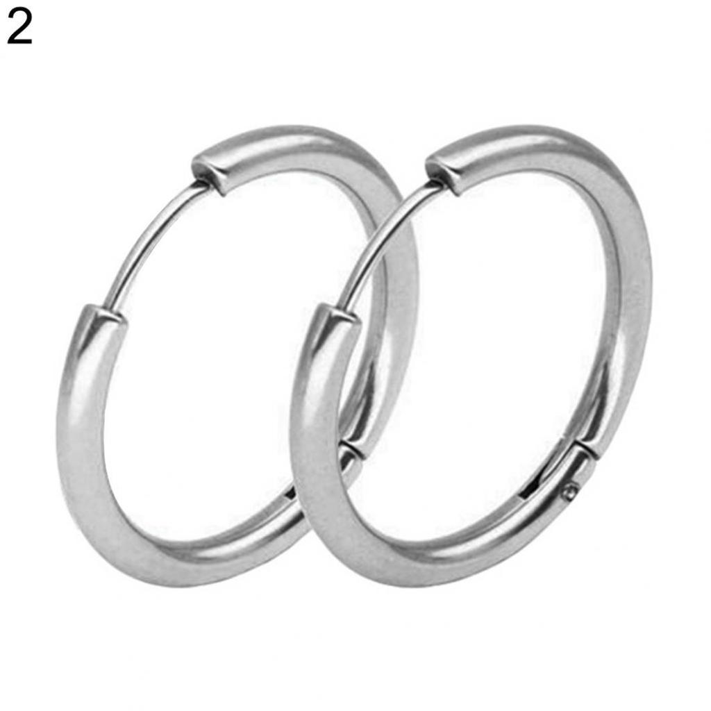 1 Pair Stainless Steel Fashion Punk Unisex Ear Hoop Circle Earrings Jewelry Gift ARI