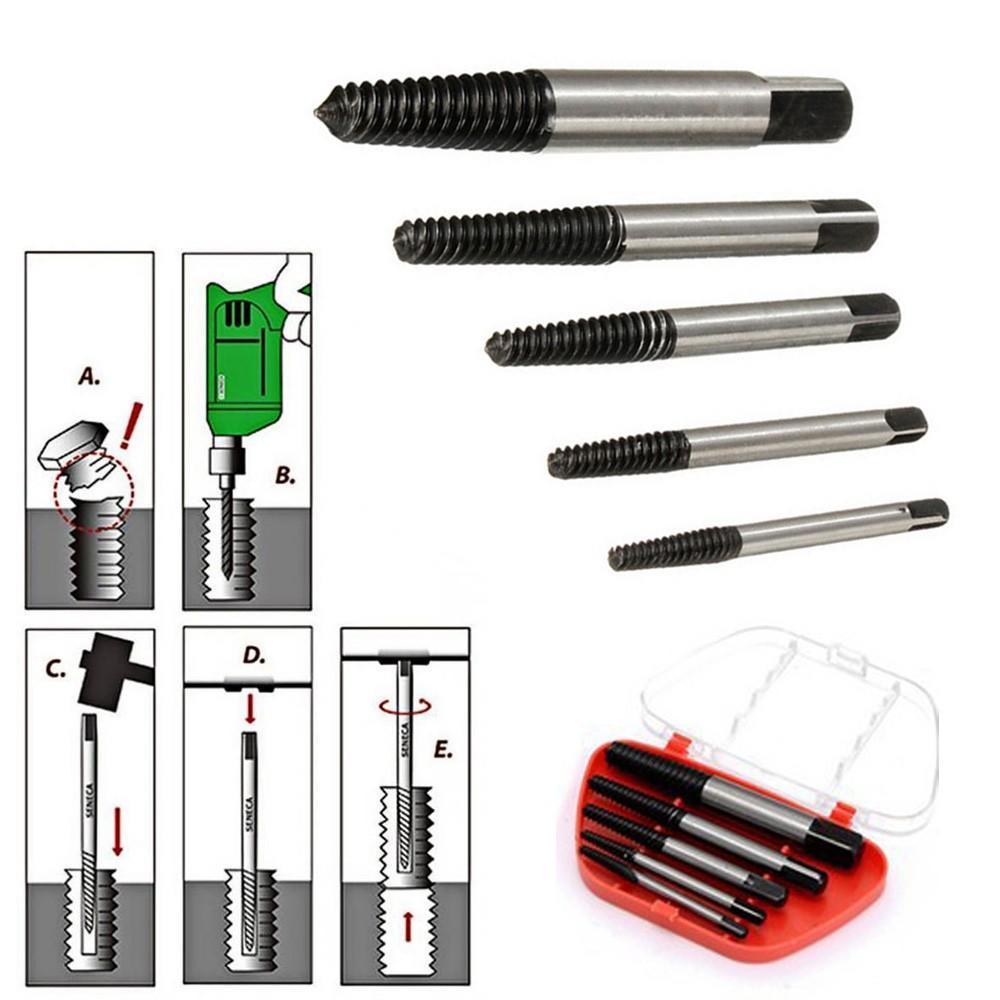5PCS Screw Extractor Drill Bits Guide Broken Damaged Bolt Remover