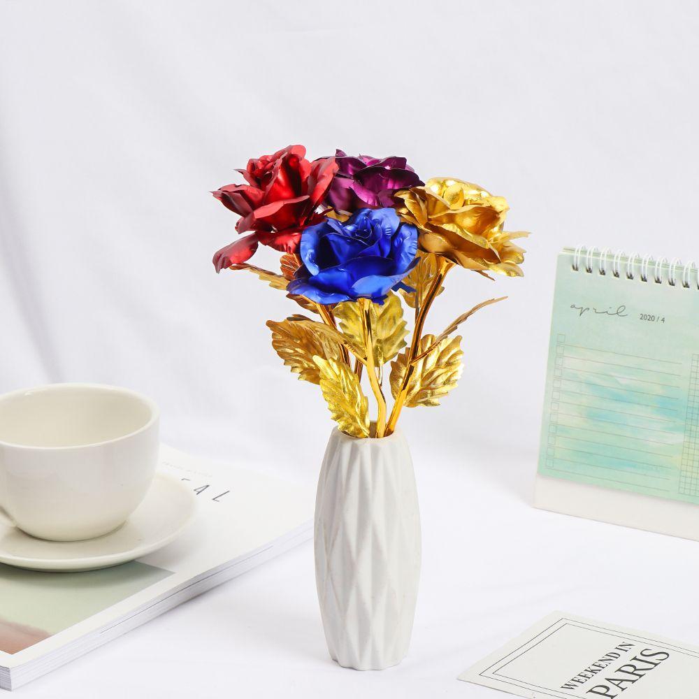 Домашний декор Подарки для влюбленных Подарок на День святого Валентина с длинным стеблем, 24-каратная золотая фольга, цветок розы, ручная работа