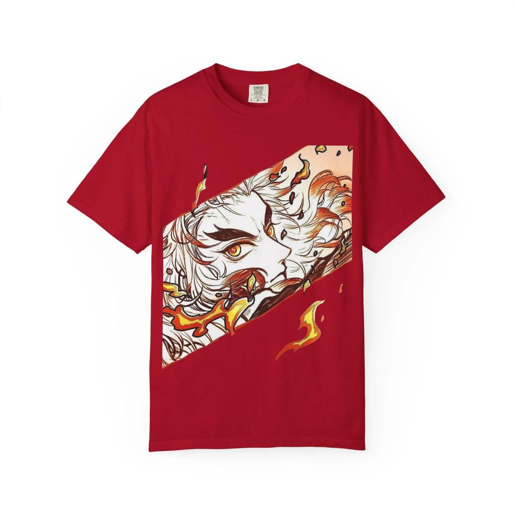 Demon Slayer Rengoku Kyojuro T-shirt Men Anime Flame Hashira Graphic Oversized Tee Casual Streetwear