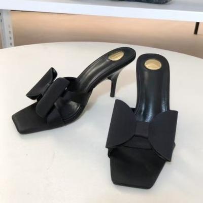 Xinhao Обувная фабрика 25 Новые туфли-шлепанцы на высоком каблуке с шелковым бантом, модные, сексуальные, с открытым носком, женские