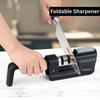 Quick Knife Sharpener Handheld Kitchen Multi-function Knife Sharpening Scissor Black with Sharpening Stone Fold Sharpening Tool