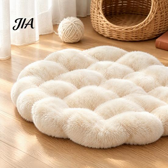 Удобный коврик для кошек, коврик для кошек, круглый, из искусственного меха, для домашних животных, мягкий, пушистый, моющийся, подушка-кровать, нескользящий, теплый коврик, переноски, маленькие собаки, для всех сезонов, в помещении