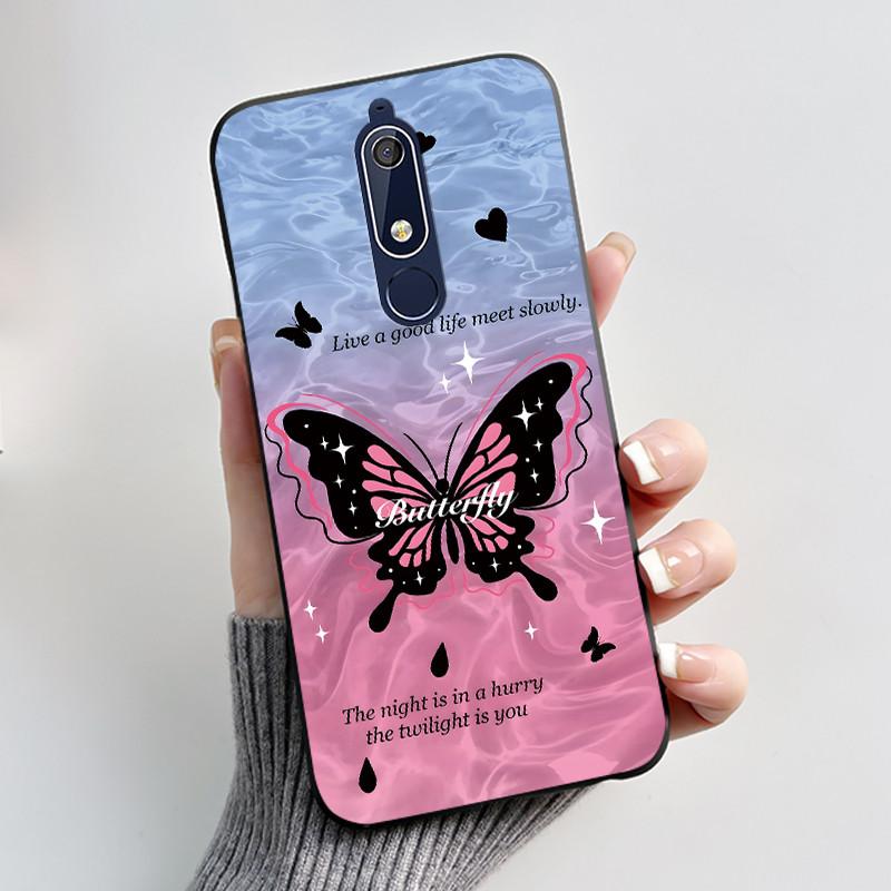 Милый Чехол Для Nokia 5.1/Nokia 5.1 Plus/Nokia X5/Nokia 5 Funda Чехол с Рисунком Защитная Крышка Мягкий Силикон Мультяшный Черный Корпус