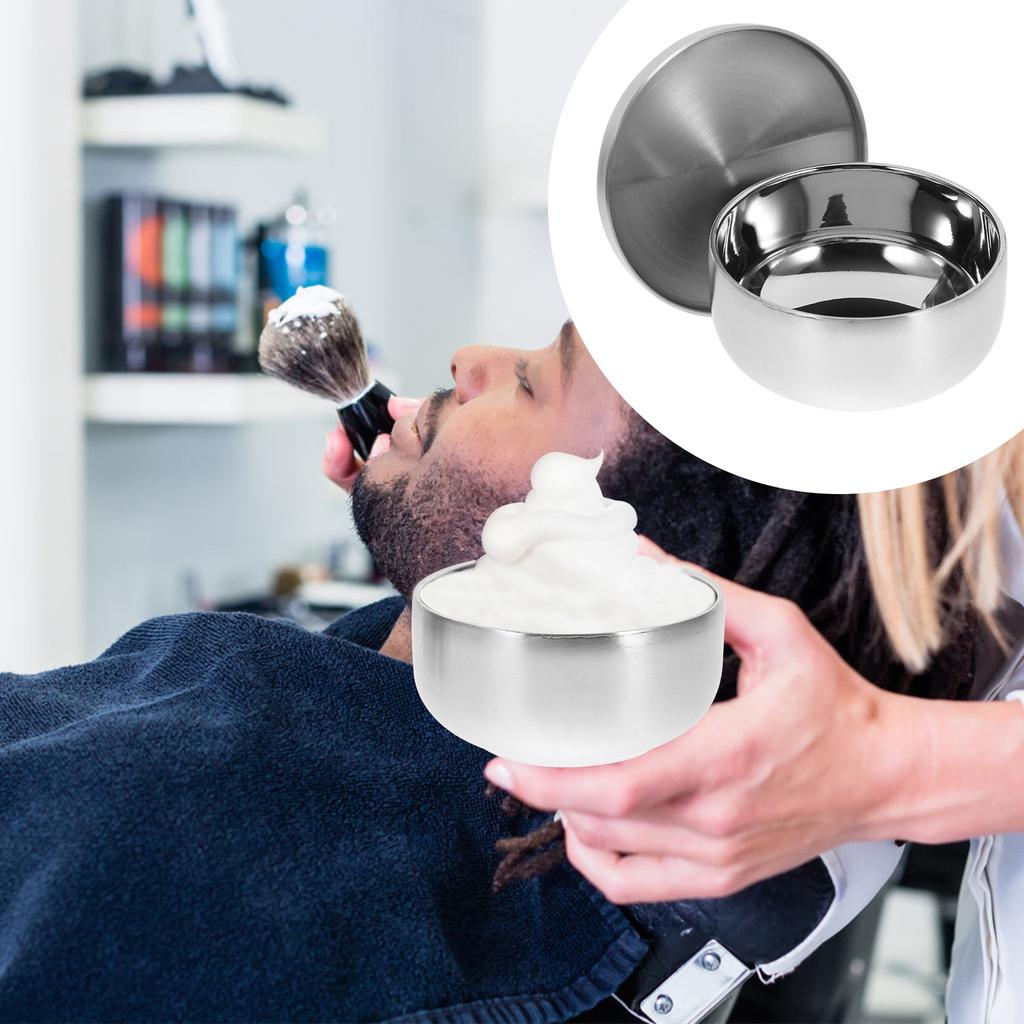 Practical Stainless Steel Men Shaving Bowl With Lid Soap Cup Smooth Shaving Mug Men Shave Lid Cream Foam Brush Lather Bowls