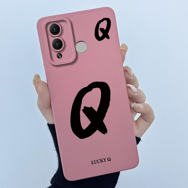 For Infinix Hot 12 Play Hot 12 X6816 X6816C Case Cover Lucky Initial Letter Soft Matte Phone Bumper for Infinix Hot 12i X665B