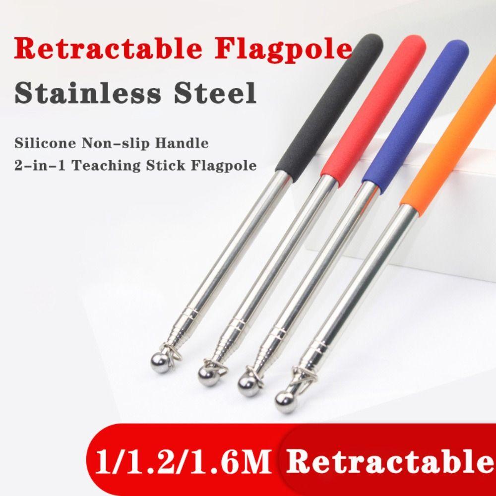 1pc Retractable Teaching Pointer 1/1.2/1.6M Banner Pole Teaching Stick Tour Guide Flag