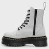 European & American 8-Hole Thick-Soled Motorcycle Boots, Women's British Style, Side Zipper, Platform Lace-Up Ankle Work Boots.