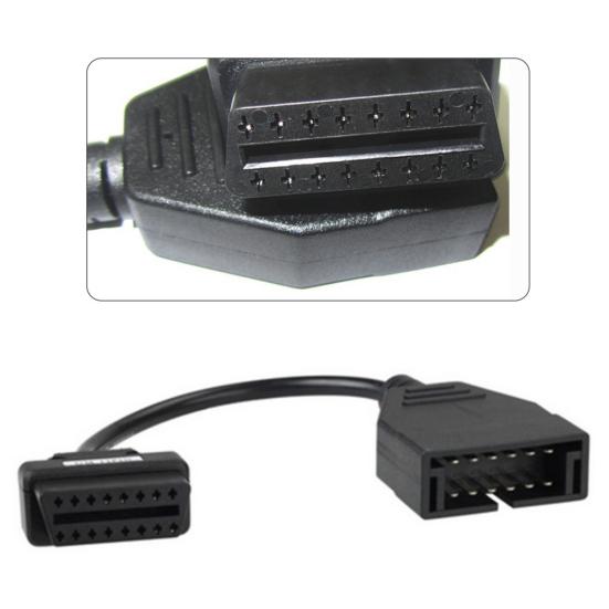 12 Pin To 16Pin OBD/OBD2 Connector Diagnostic Cable Black for Daewoo Adapter
