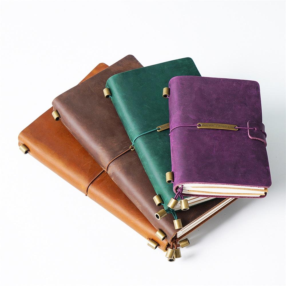 7 Colors 4 Sizes Travel Journal Genuine Leather Cover Handmade Notebook DIY A5 Diary Office School Note Book Free Embossing Name