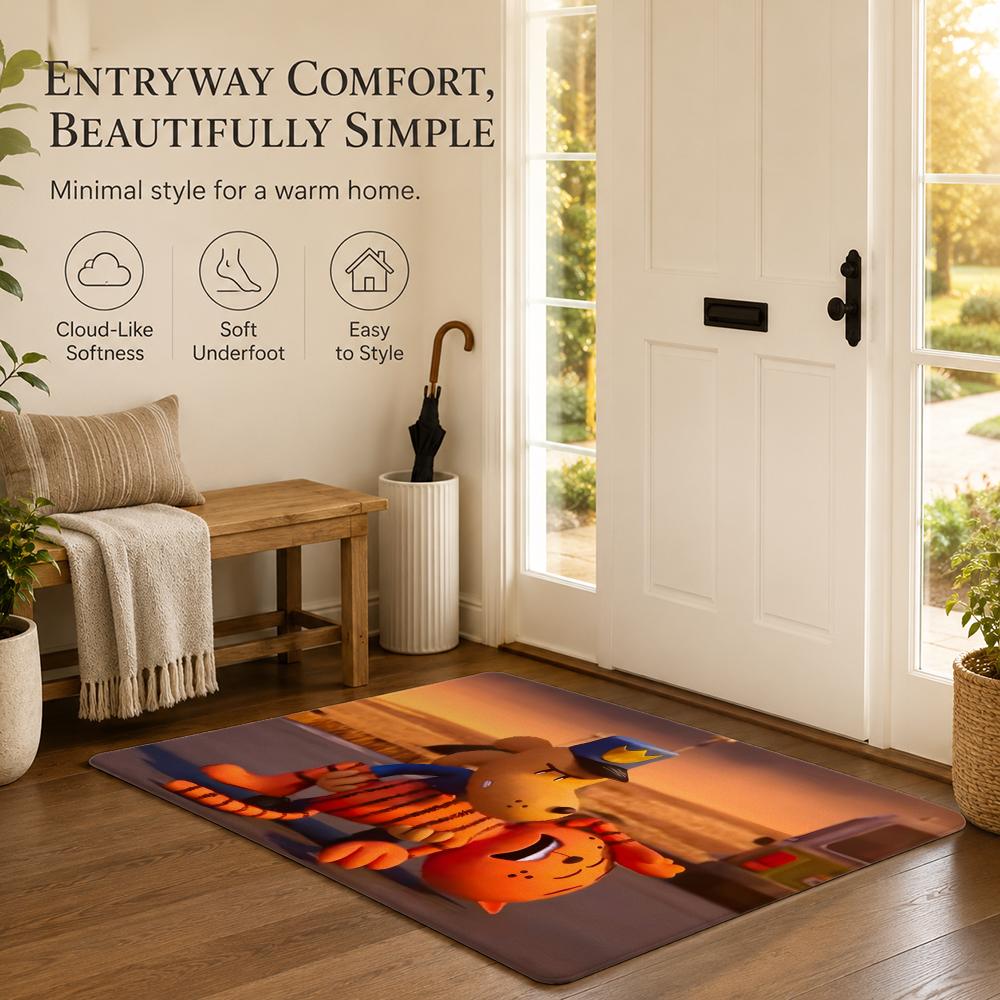 DOGMAN Anime Floor Mat Cozy Minimalist Flannel Area Rug Anti-Slip Washable Bedroom Living Room Decor