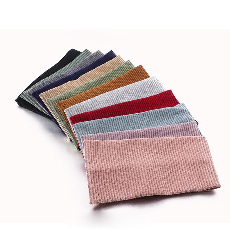 Women Solid Color Headband Yoga Knitting Elastic Hair Bands Turban Makeup Hair Hoop Vintage Headwrap Fashion Hair Accessories