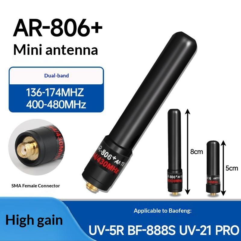 Abbree Ar-806+ Двухдиапазонная Мини-антенна SMA-Female VHF UHF 10W Высокий коэффициент усиления для Uv-5R Mini Uv-21 Pro Uv-32 888S Рации