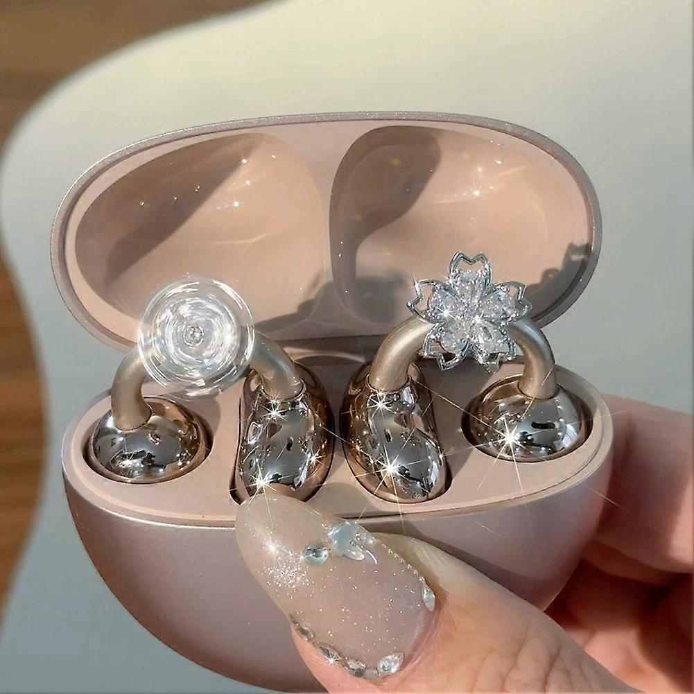 Flashing Cherry Blossoms Ear-Clip Accessories Zircon Earphone Charms for OWS Earbuds Fashion Jewelry Gift for Women