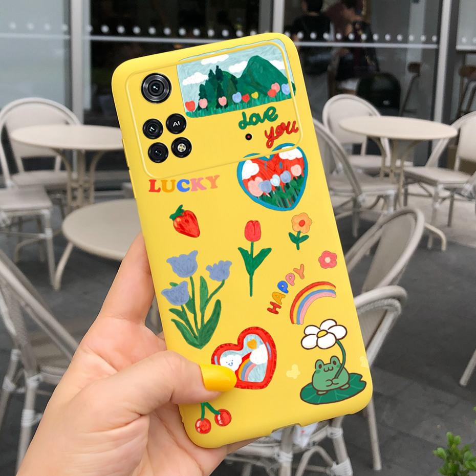 Чехол для Xiaomi Poco M4 Pro Милый узор Конфетный цвет Чехол для телефона Для Poco M 4 M4 Pro 5G 4G PocoM4 Мягкий силикон ТПУ Задняя крышка