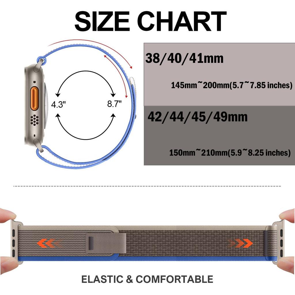 Нейлоновый ремешок Trail для Apple Watch Ultra/2 49 мм 45 мм 41 мм 44 мм 40 мм женский мужской регулируемый спортивный ремешок iWatch Series 9 8 7 SE 6 5 4 3 Аксессуары