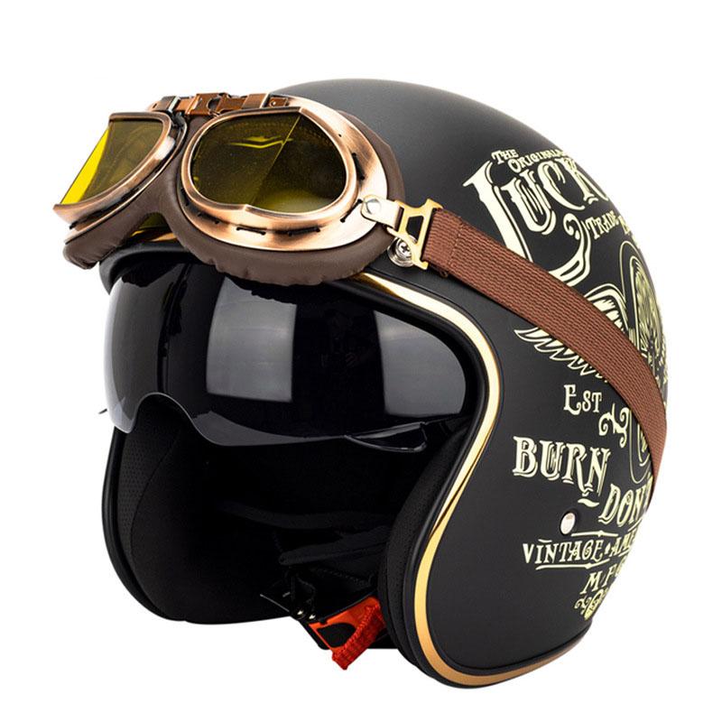 Ретро шлем мотоциклетный открывающийся винтажный мотоциклетный шлем мужской женский классический ретро открытый
