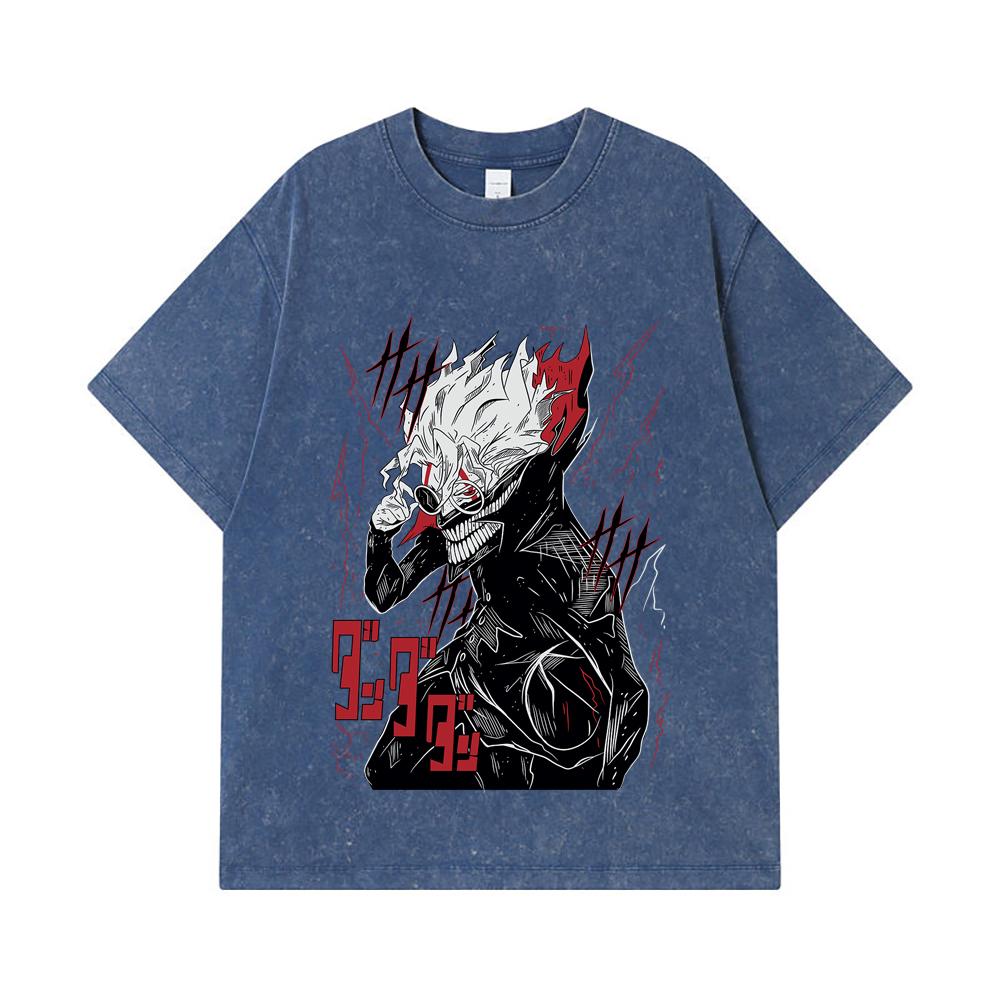 275 GSM Washed T-shirts 100% Cotton Dandadan V28 Okarun Print Unisex Heavy Cotton T Shirt