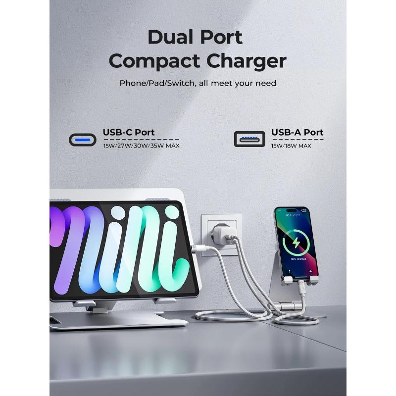 Зарядное устройство типа C 35 Вт GaN зарядное устройство EU Plug PD3.0 зарядное устройство для iPhone Xiaomi планшета ноутбука сотового телефона зарядка типа C PD