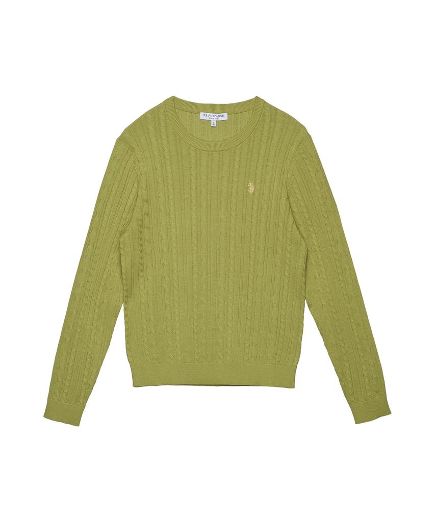 USPOLOASSN 100% Cotton Long Sleeve Round Knit_Lime