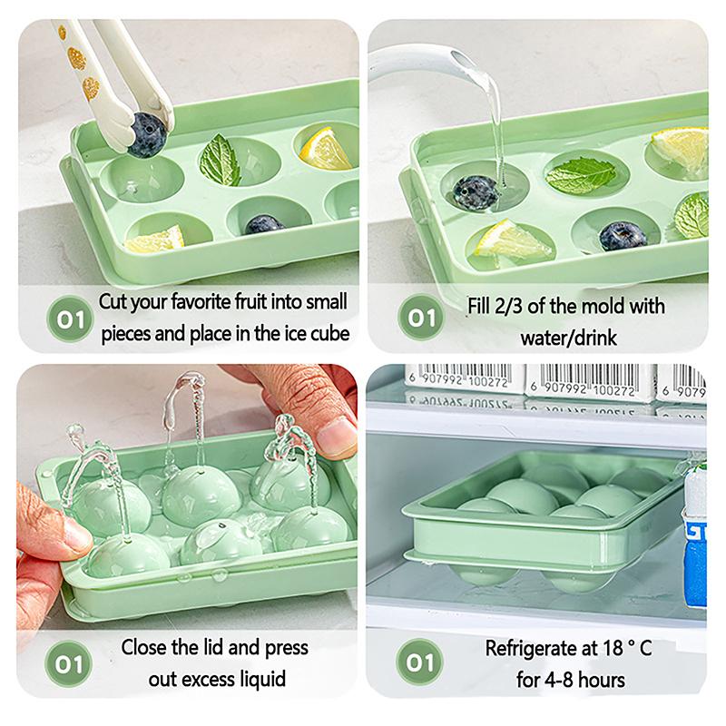 6 Ice Boll Hockey PP Mold Frozen Whiskey Ball Popsicle Ice Cube Tray Box Lollipop Making Gifts Kitchen Tools Accessories