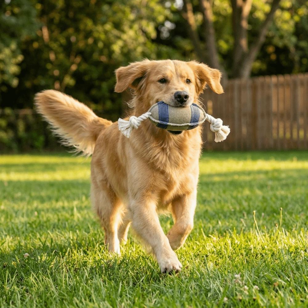 Rugby Shaped Dog Chew Toy Interactive Dog Teething Toys Pet Knot Toy  Dental Health Care