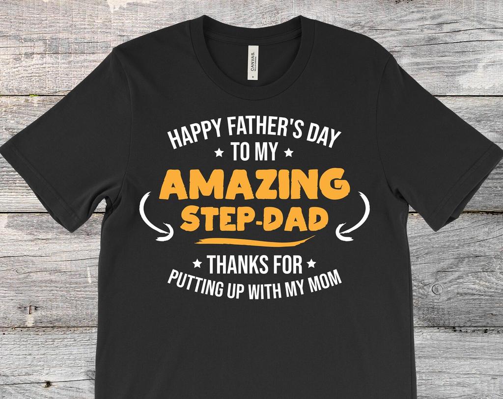 Happy Father's Day To My Amazon Step-Dad Appreciation T-Shirt, Gift for Family Mom Kids Papa Daddy Dads Father Stepfather Step Dad Stepdad,